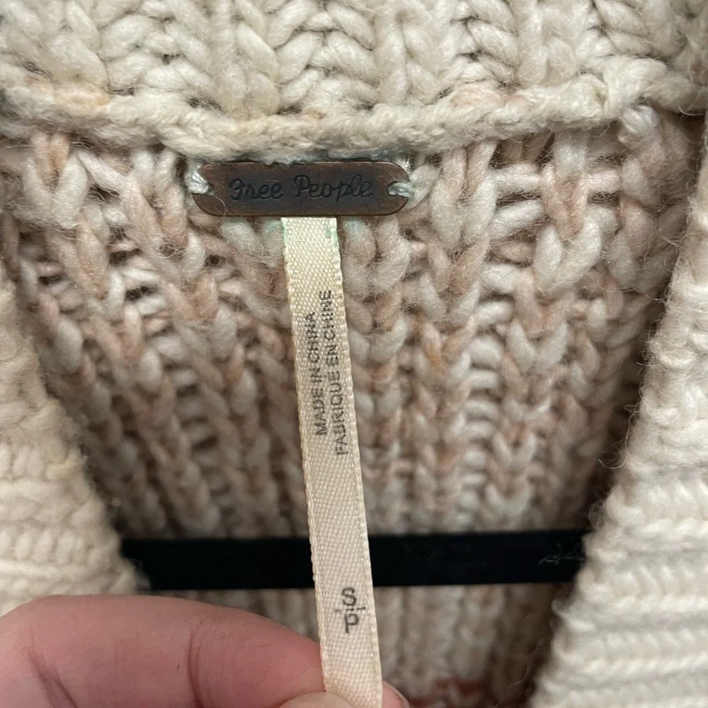 Free People Time and Again Chunky Knit Oversized Open Front Cardigan small